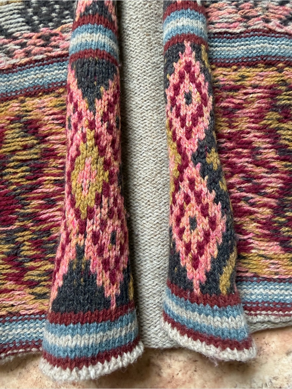 Free People Fair Isle Cardigan M Coastal Grandmother Fisherman Wool - Picture 13 of 15